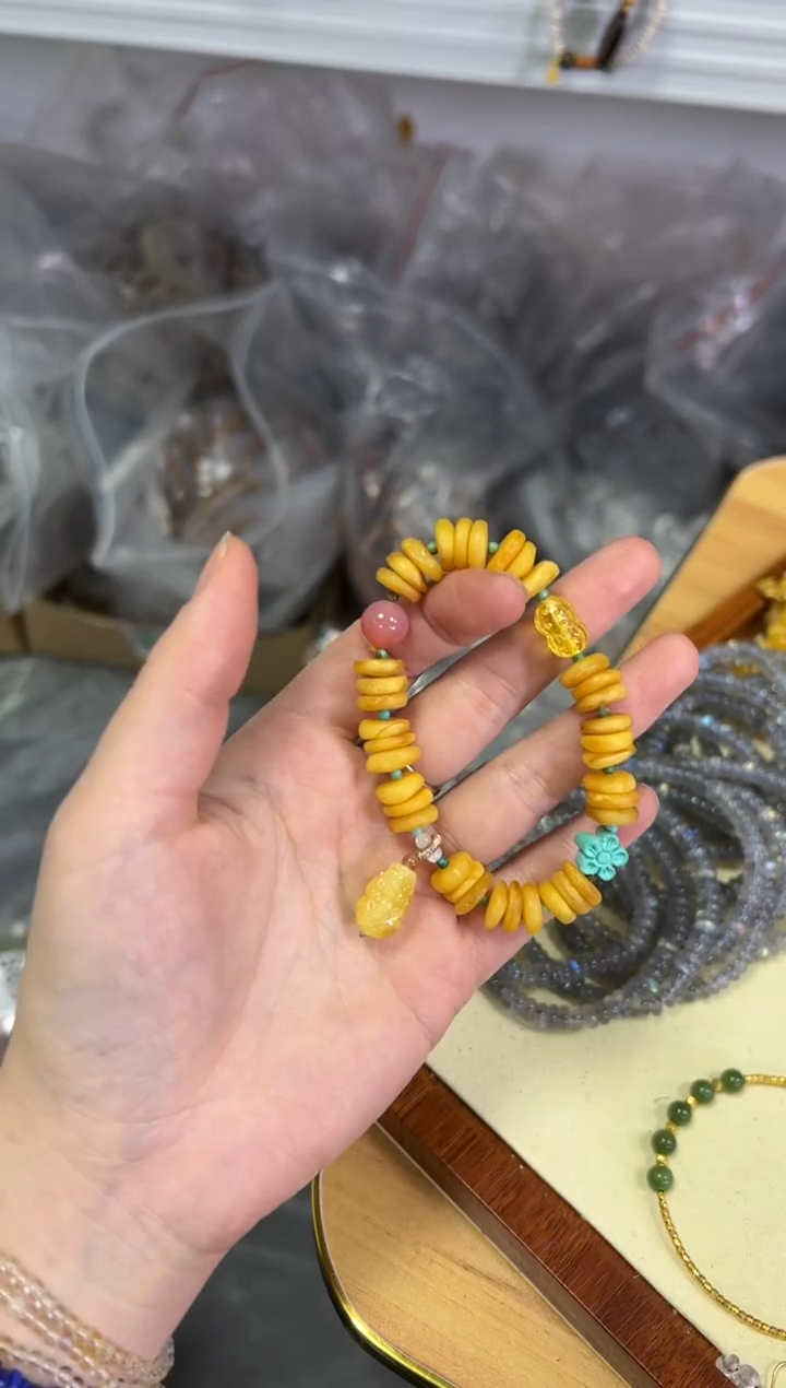 【闪购商品】蜜蜡手链未镶嵌老蜜蜡饼子设计款手链[153]