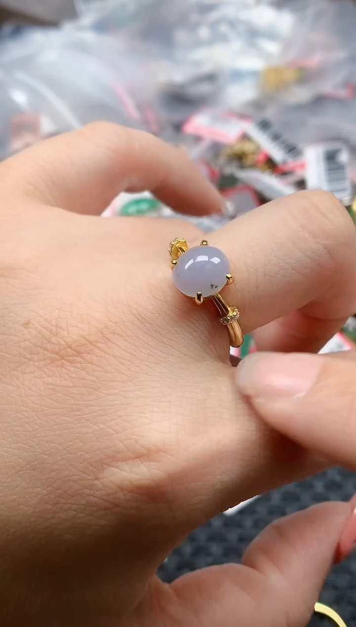 银S925镶嵌戒指翡翠天然A货缅甸翡翠