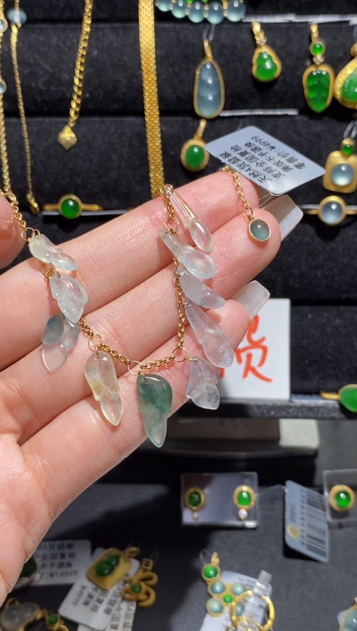 【闪购商品】翡翠手链18K金镶嵌手链