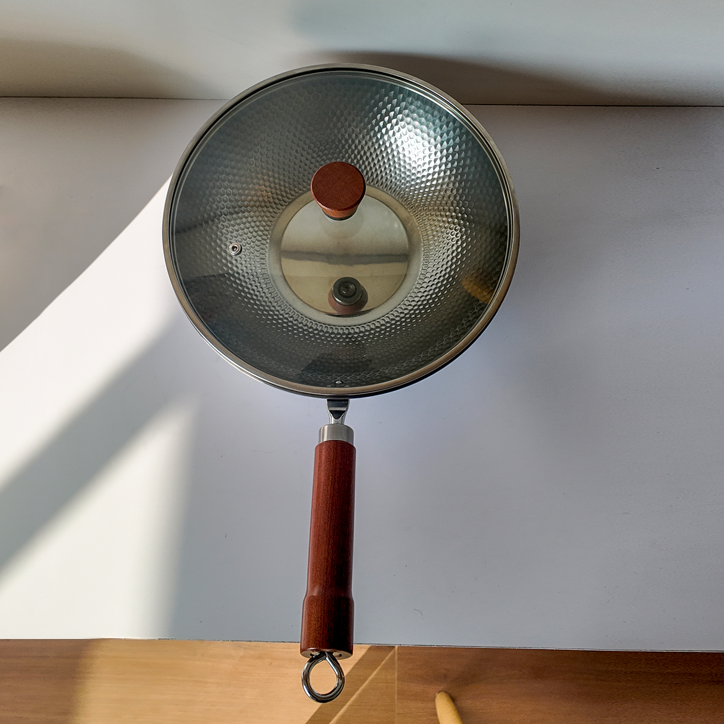 3成钢不锈钢炒锅无涂层 铆接木质手柄【发黄发黑不支持退货】