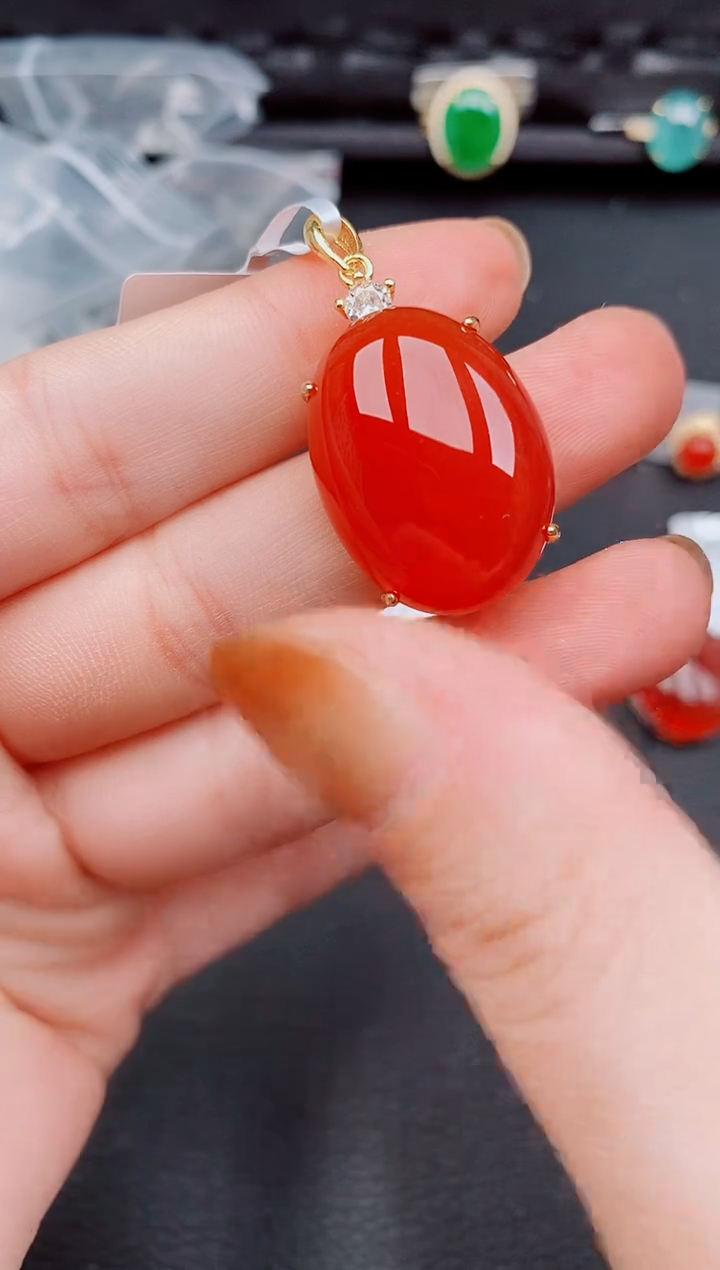 【闪购商品】玛瑙/玉髓颈饰银S925镶嵌天然a货翡翠500