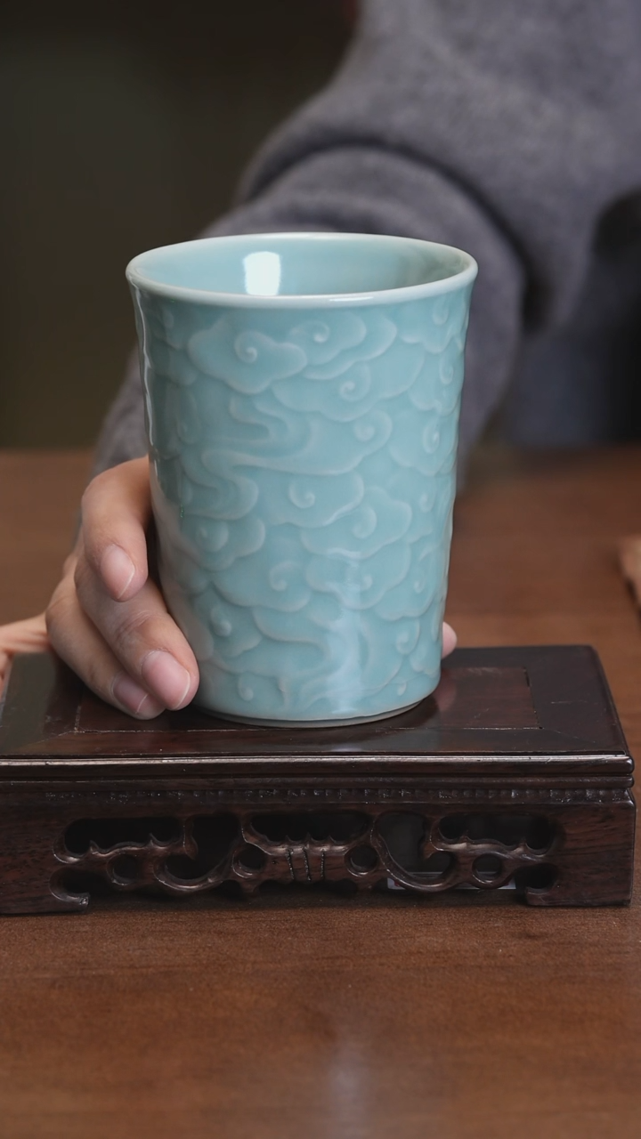 【闪购商品】Y宝丰宋官窑原产地汝瓷祥云大可乐杯（微瑕