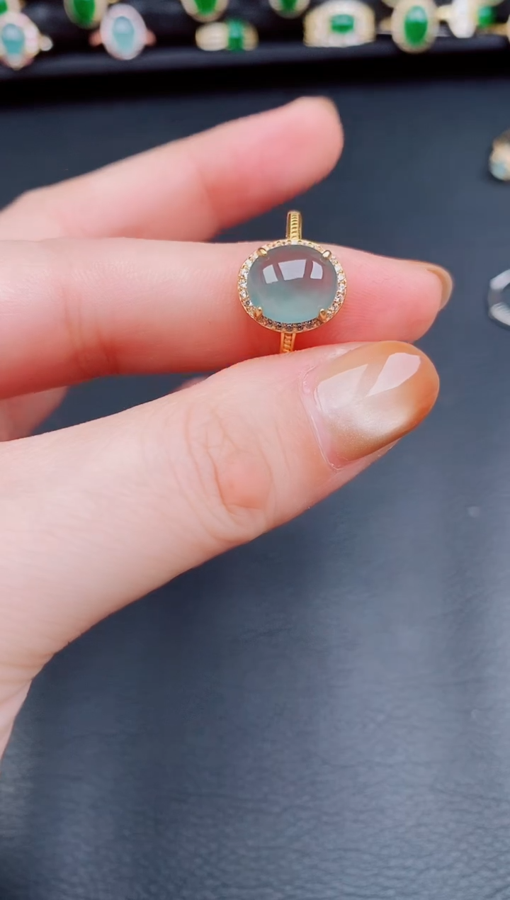 【闪购商品】翡翠戒指银S925镶嵌天然a货翡翠33
