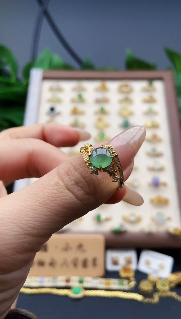 银S925镶嵌戒指翡翠12