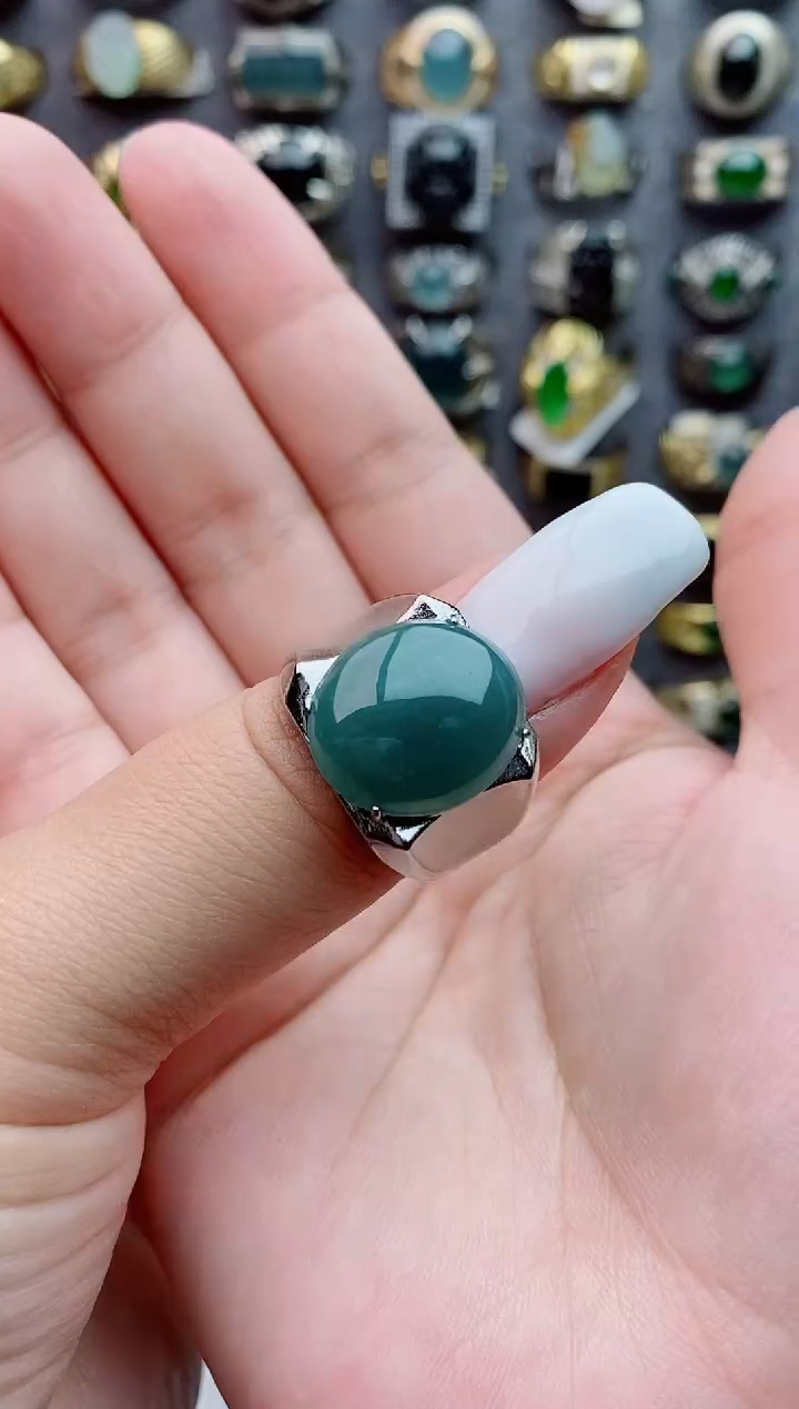 未镶嵌戒指翡翠独*天然翡翠男戒