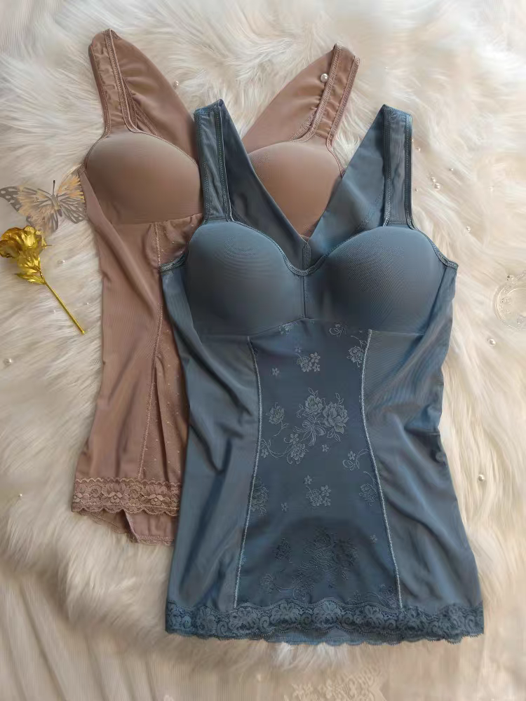 外贸轻压紧身收腹美背束腰带罩杯免穿文胸美体塑身背心夏款女