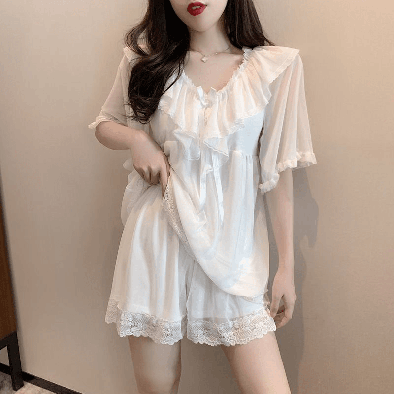 纯欲风带胸垫睡衣女夏天莫代尔高颜值2025新款冰丝短袖短裤家居服