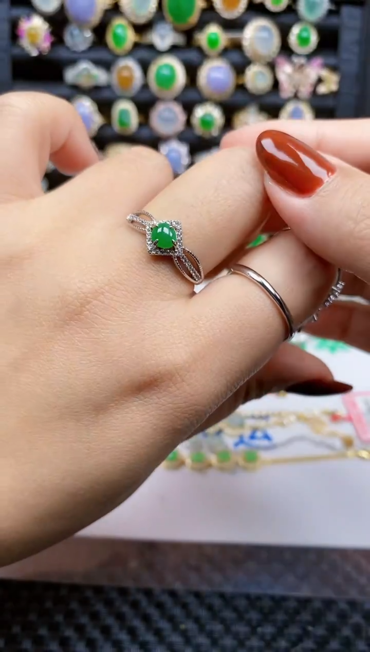 银S925镶嵌戒指翡翠460