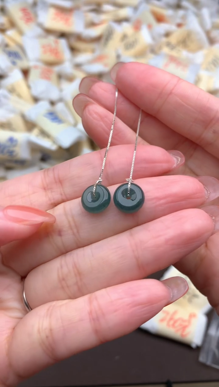 【闪购商品】翡翠耳饰银S925镶嵌一对