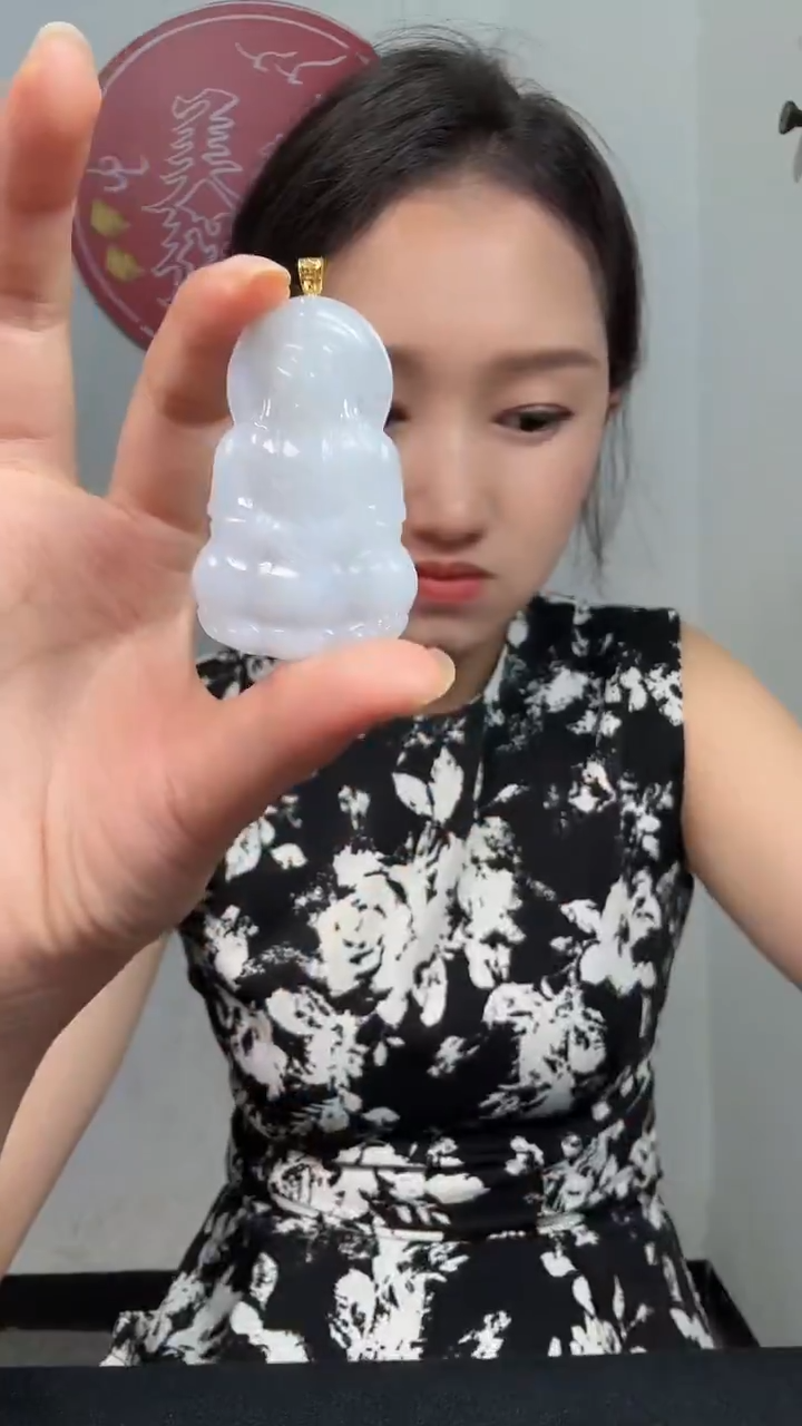 颈饰18K金镶嵌翡翠8860天然翡翠珠宝观音18K口头多样性发一个