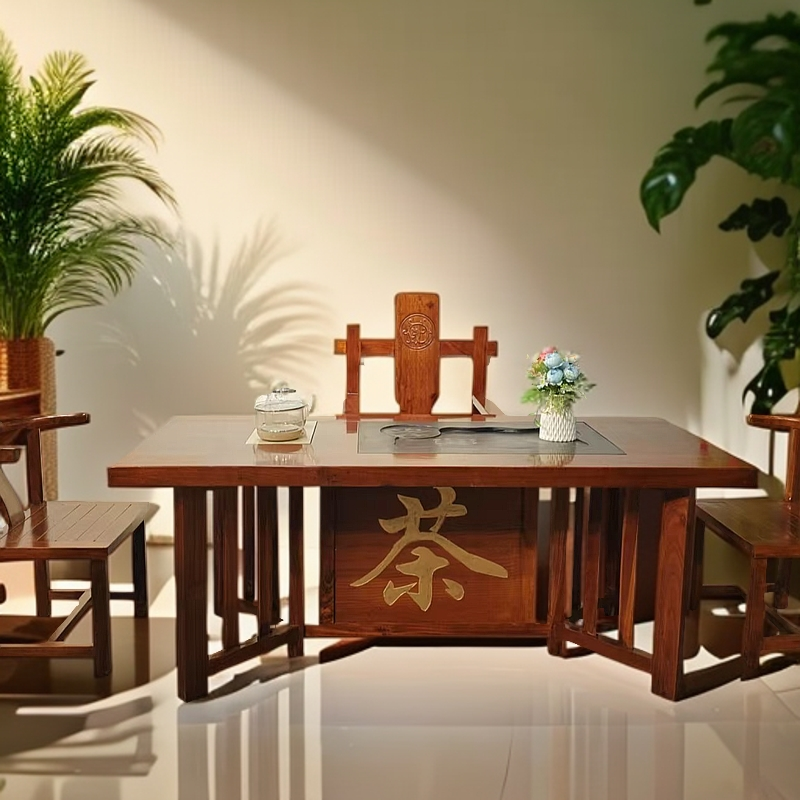 中式实木茶桌椅组合现代简约复古办公室茶台喝茶泡茶桌椅一整套