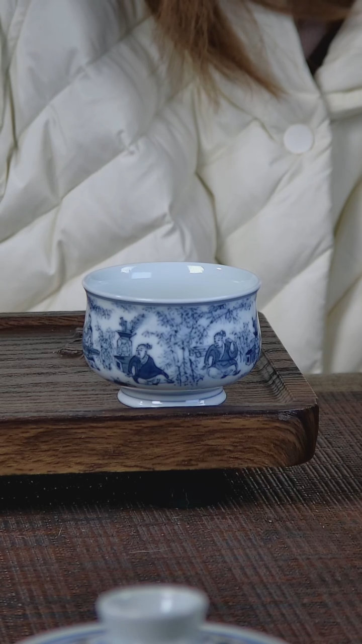 【闪购商品】折葵非器手工手绘竹林七贤小炉式杯留白