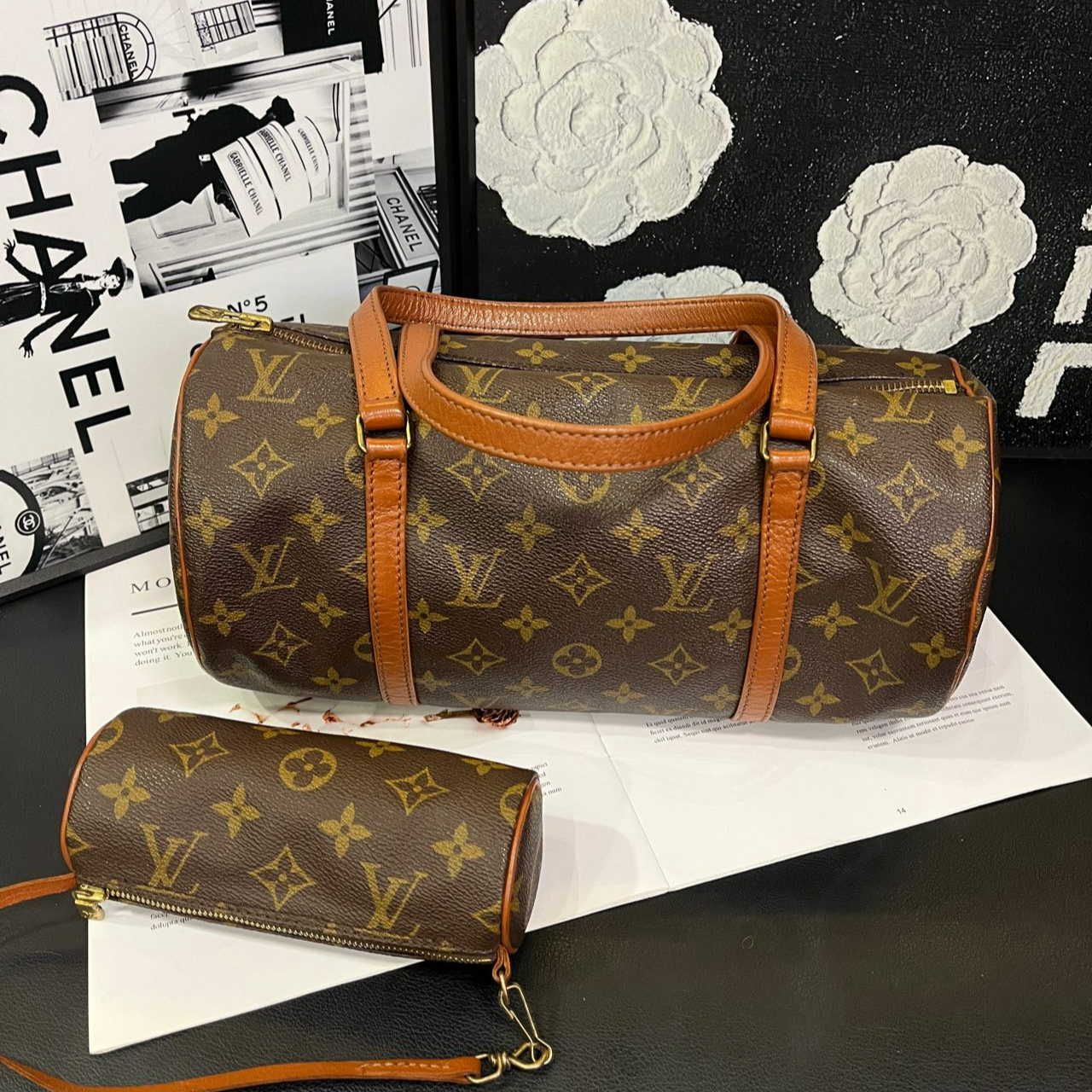 95新 LouisVuitton/路易威登 老花红皮子母30巴比龙B2041#