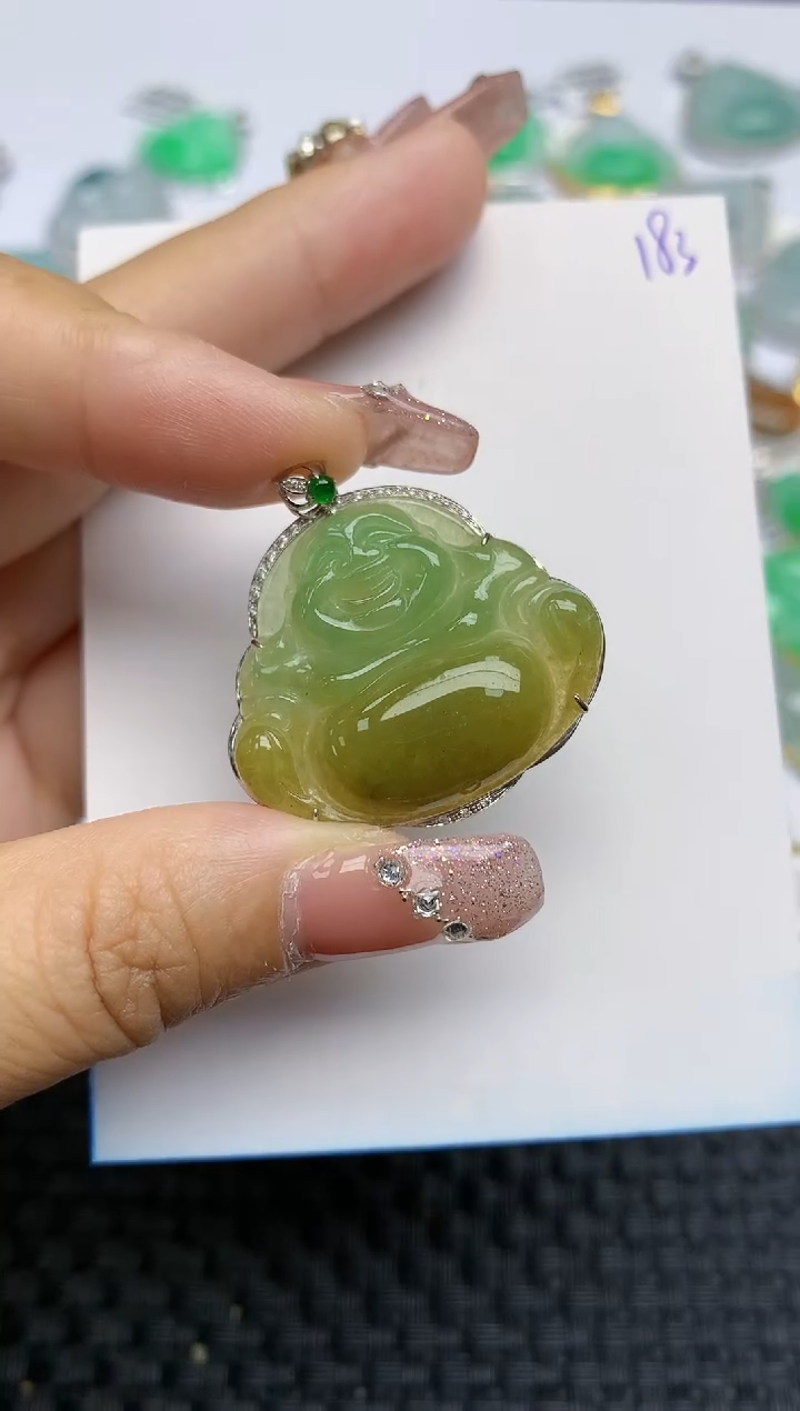 【闪购商品】翡翠颈饰18K金镶嵌天然A货翡翠 183