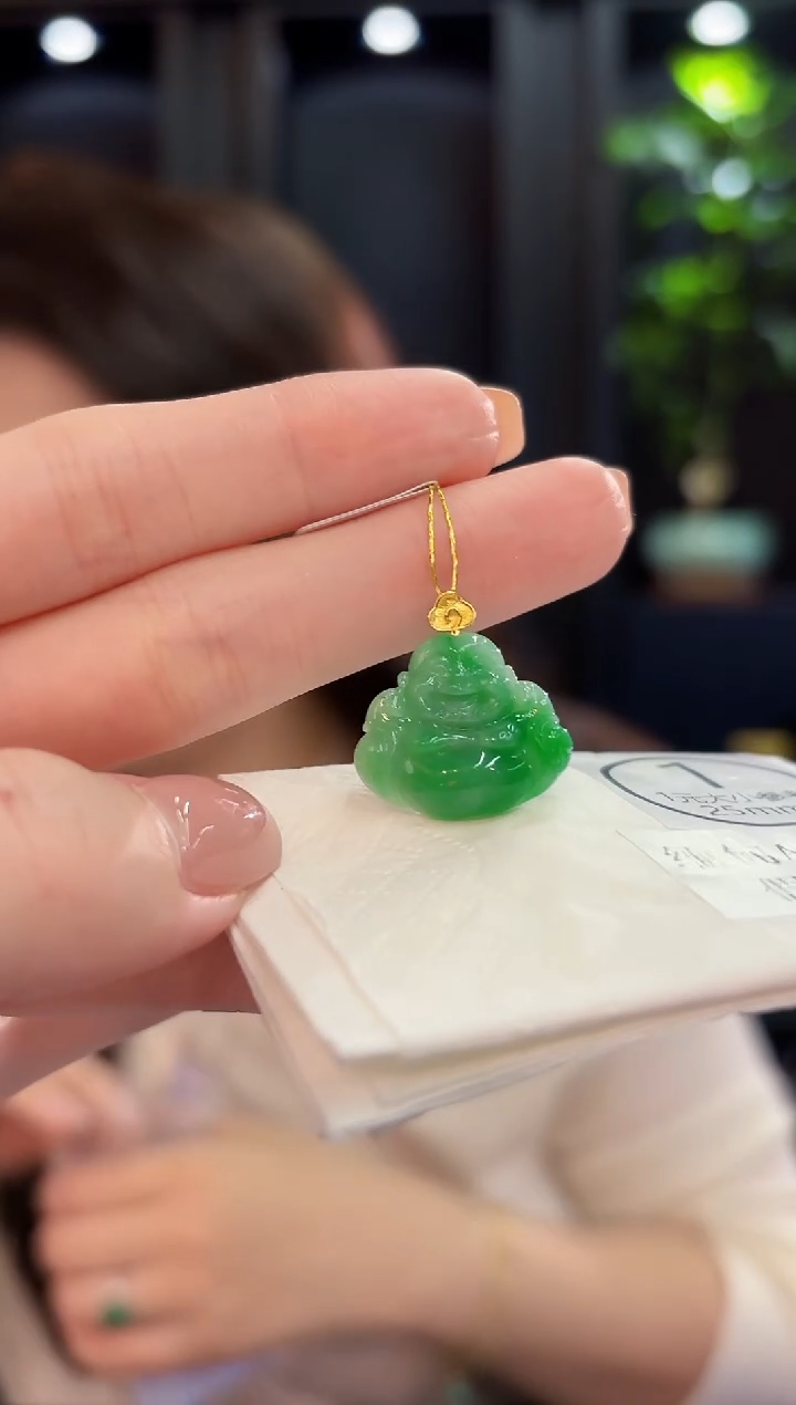 吊坠(不含链)18K金镶嵌翡翠 缅甸A货/支持复检/一件