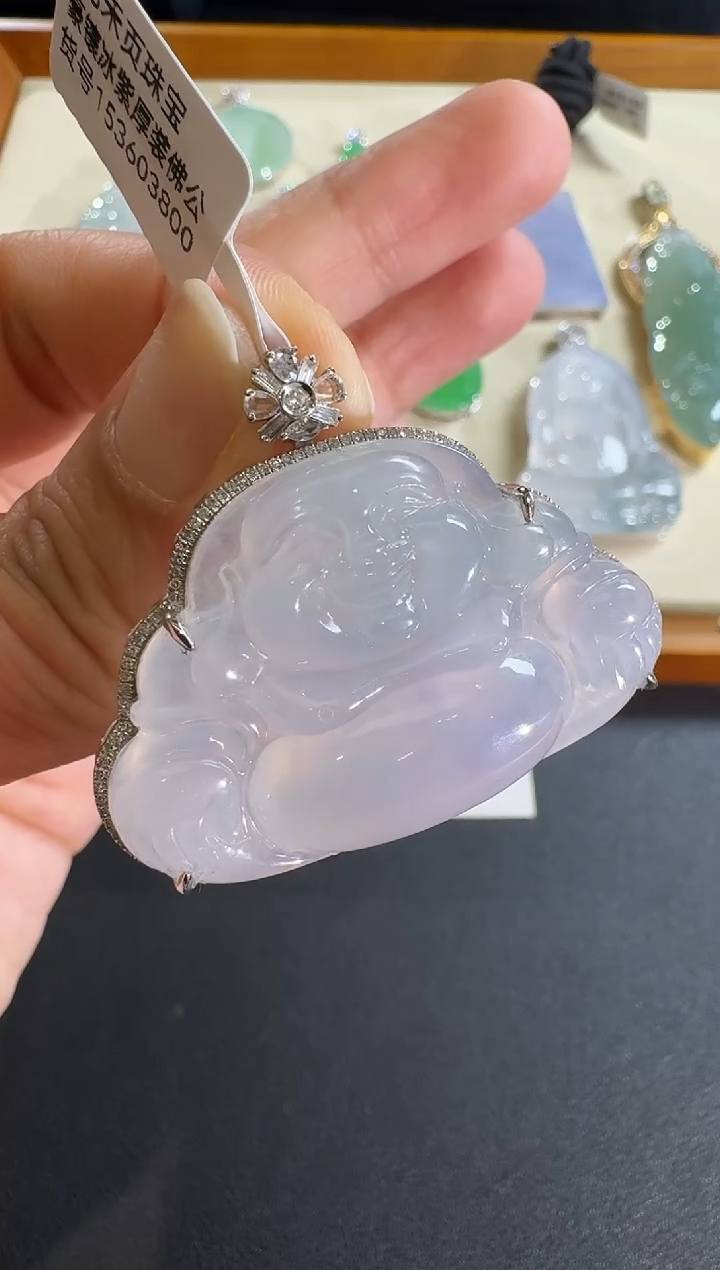 【闪购商品】翡翠吊坠(不含链)18K金镶嵌【源头工厂】钻石镶嵌