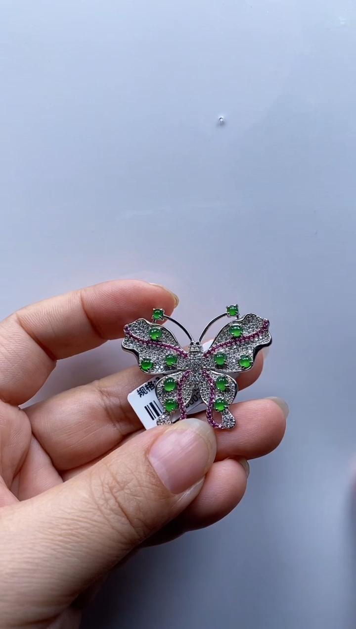 【闪购商品】翡翠挂件银S925镶嵌胸针