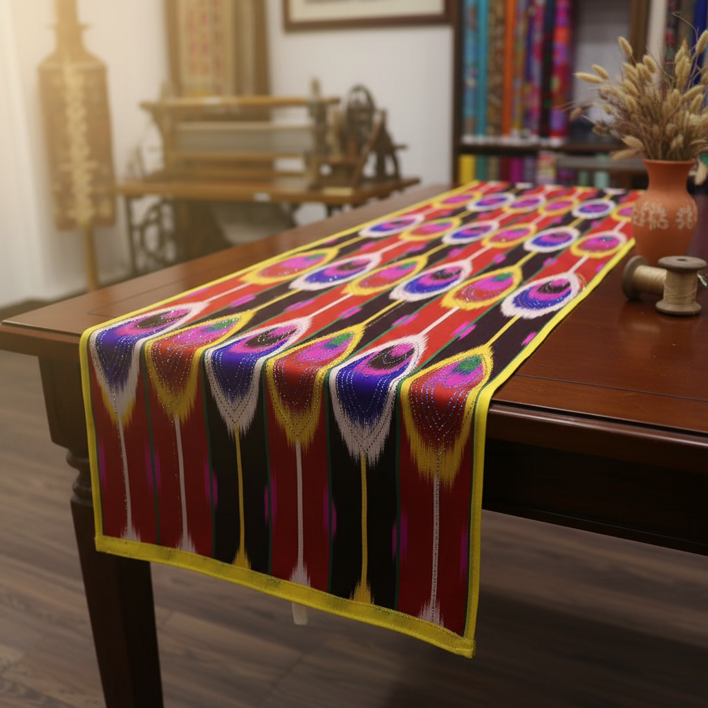 纯手工带钻艾特莱斯布料展现独特民族风情