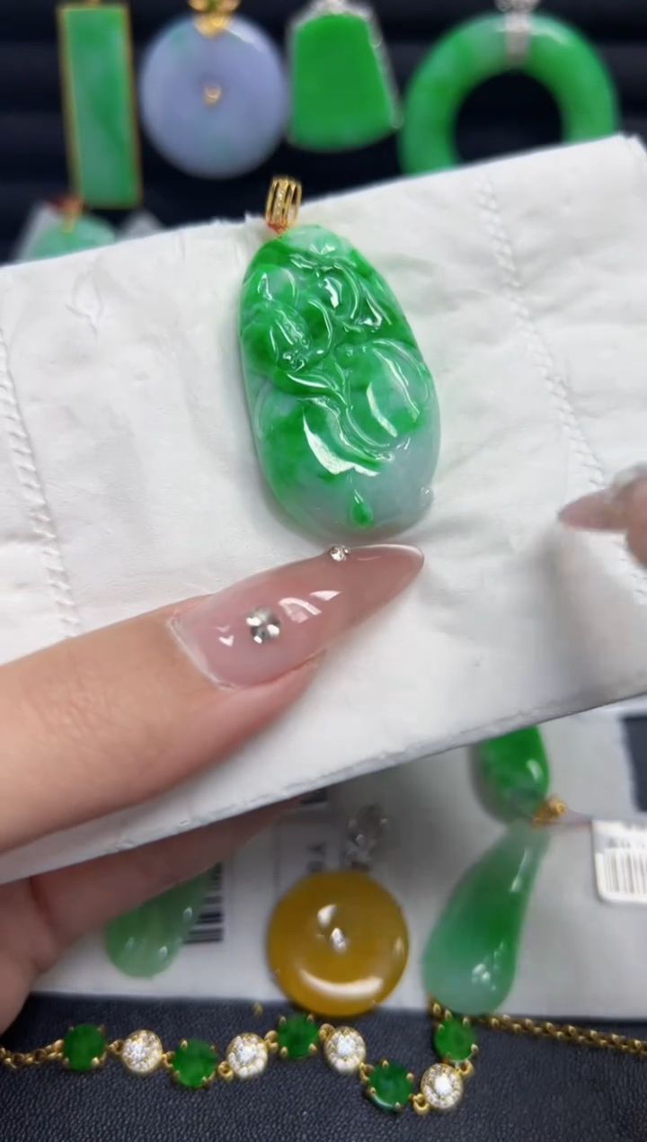 【闪购商品】翡翠颈饰18K金镶嵌Y缅料A货/支持复检/一件