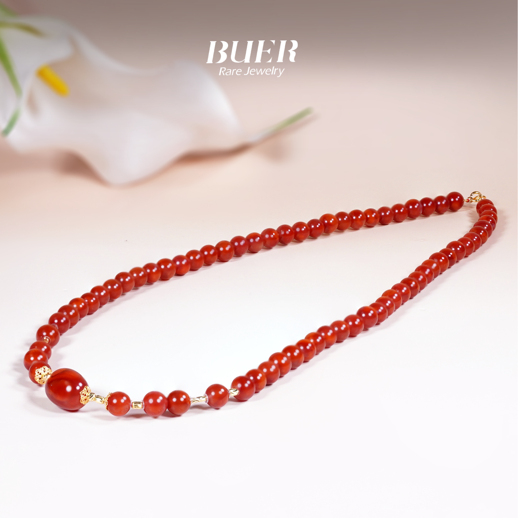 【不二】冰飘南红18K金DIY项链6mm+（多样性发）