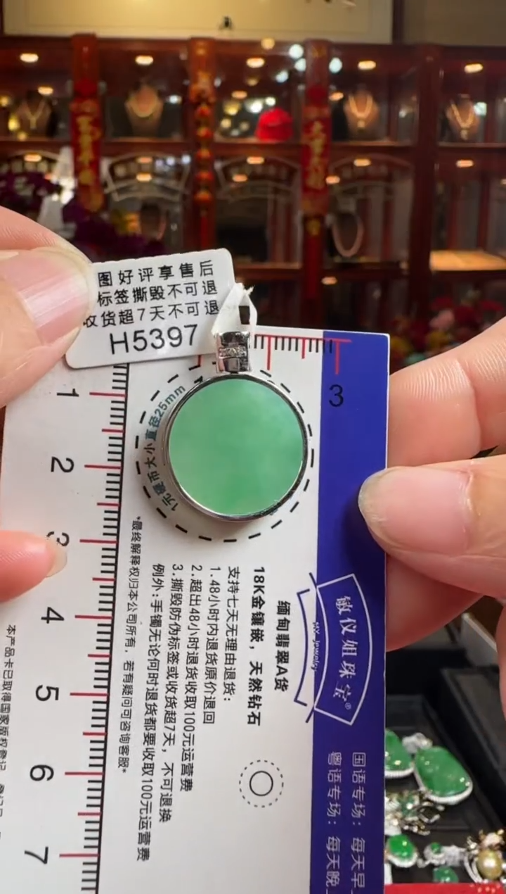 【闪购商品】翡翠颈饰18K金镶嵌H5397 无事牌