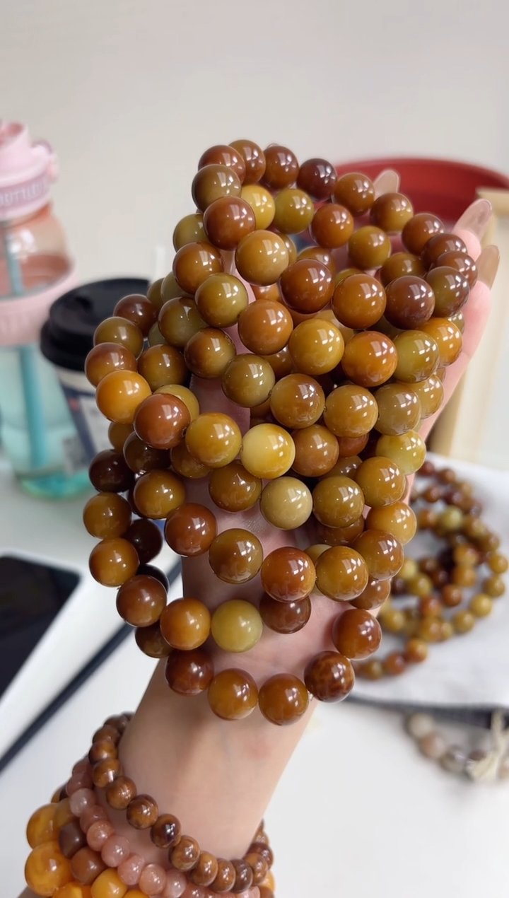 手串菩提根/象牙果沐j32糖炒栗子玉化圆珠13mm手串随机