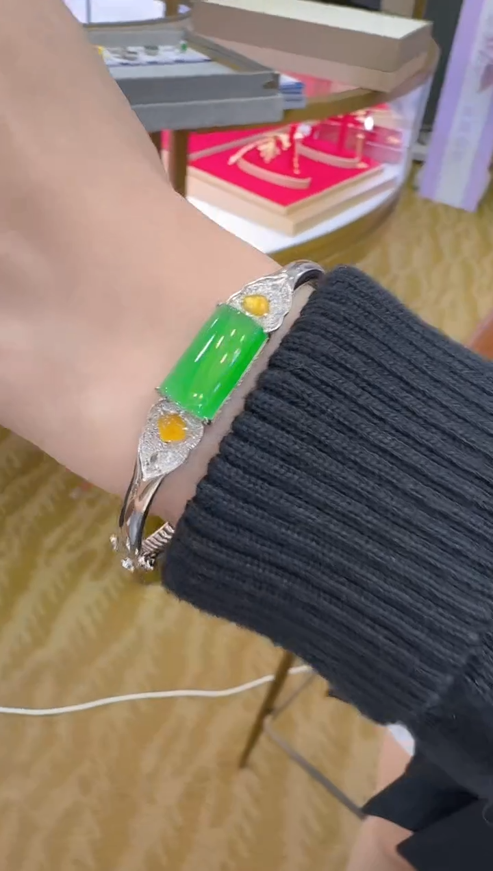 翡翠手镯18K金镶嵌多样性团购发一件