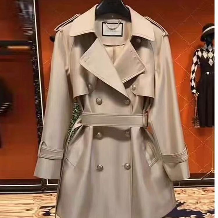 （非图片款）春秋气质网红时尚收腰中长款英伦风韩版显瘦经典风衣