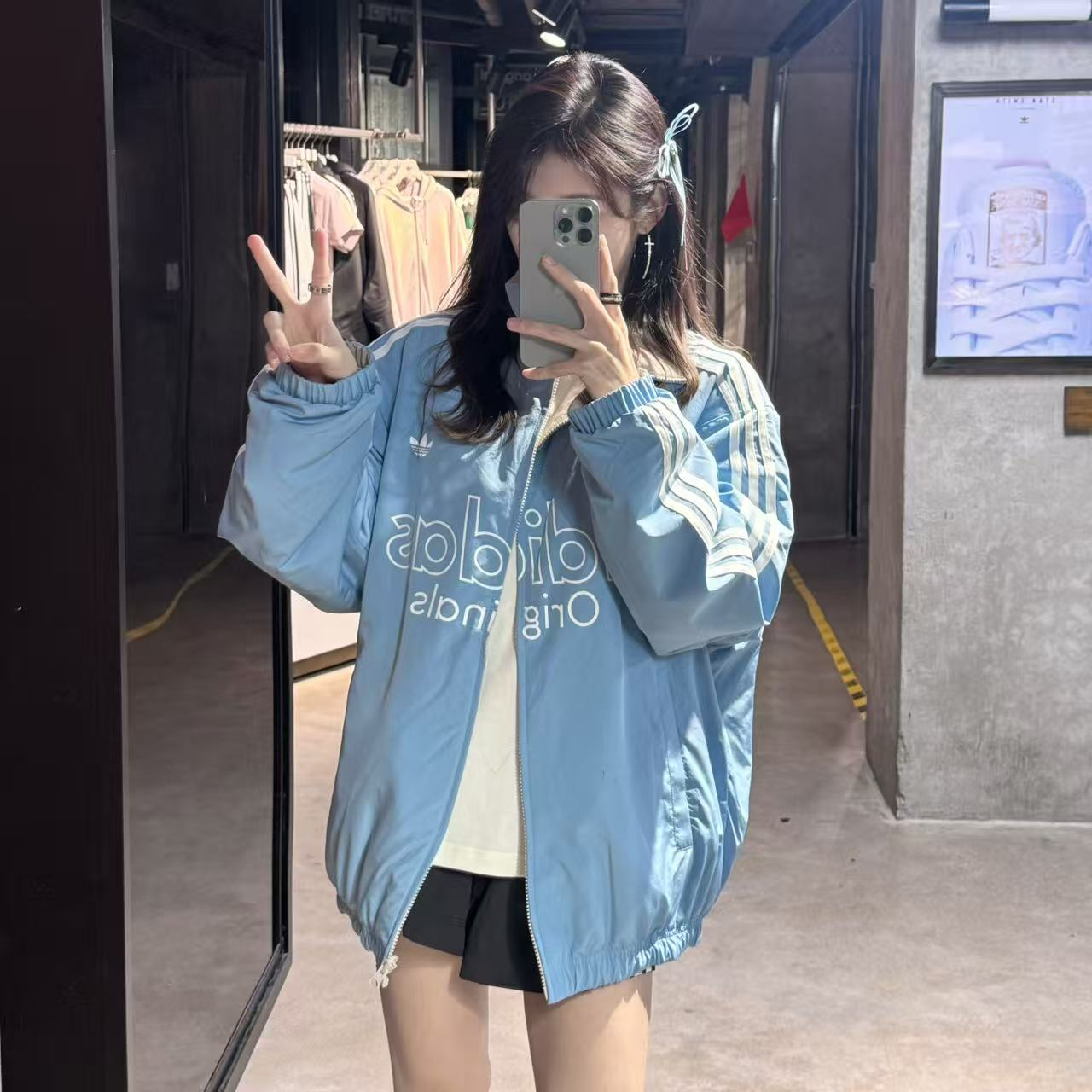 Adidas三叶草M REV JKT潘展乐同款保暖双面可穿宽松棉服 KS5955