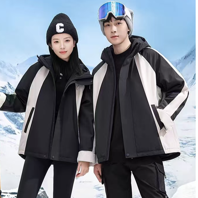 FH88#男女同款连帽内胆保暖冲锋衣外套加厚情侣休闲运动外套