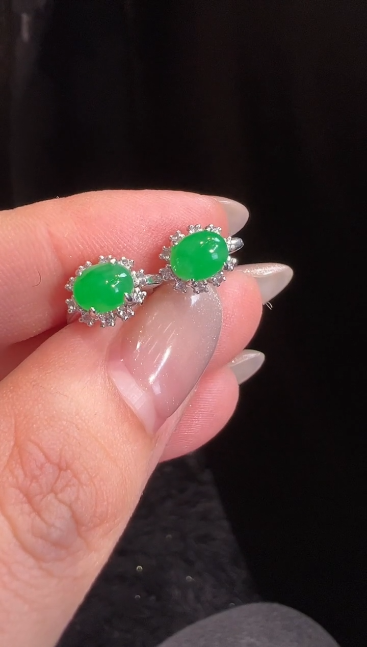 【闪购商品】翡翠耳饰18K金镶嵌耳饰