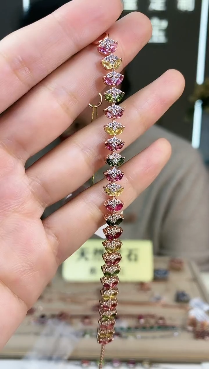 【闪购商品】碧玺手链银S925镶嵌手链