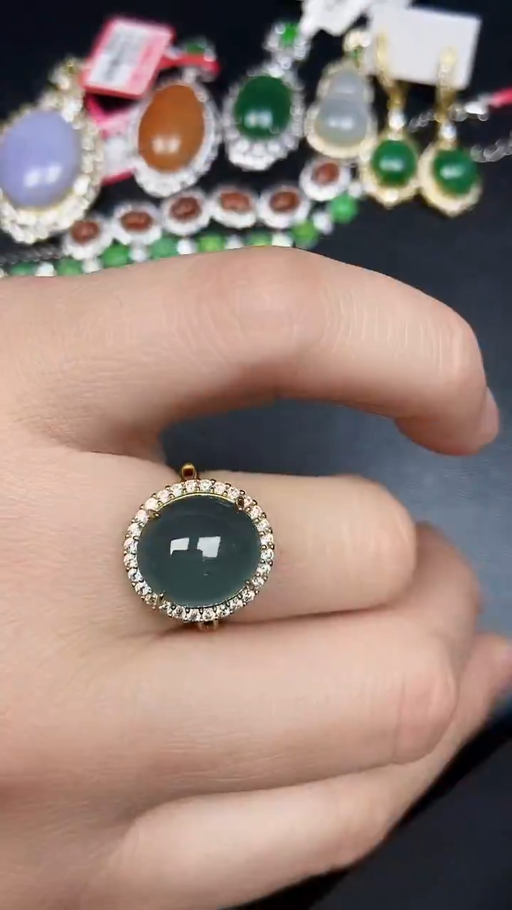 银S925镶嵌戒指翡翠2510