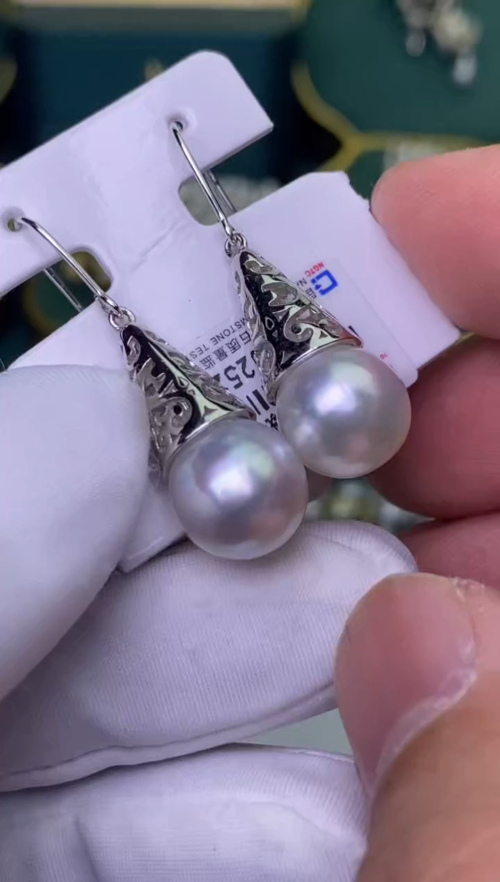 【闪购商品】海水珍珠耳饰银S925镶嵌11-12