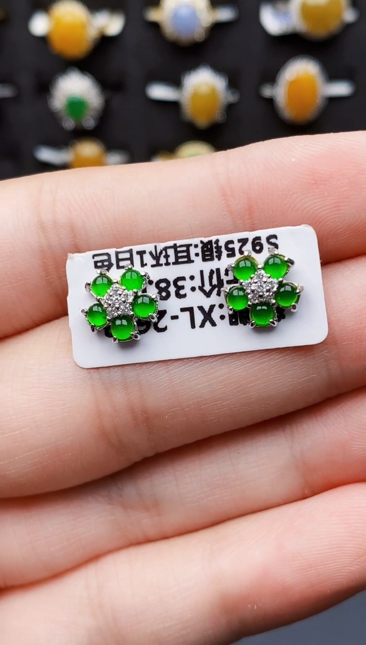 银S925镶嵌戒指翡翠3255
