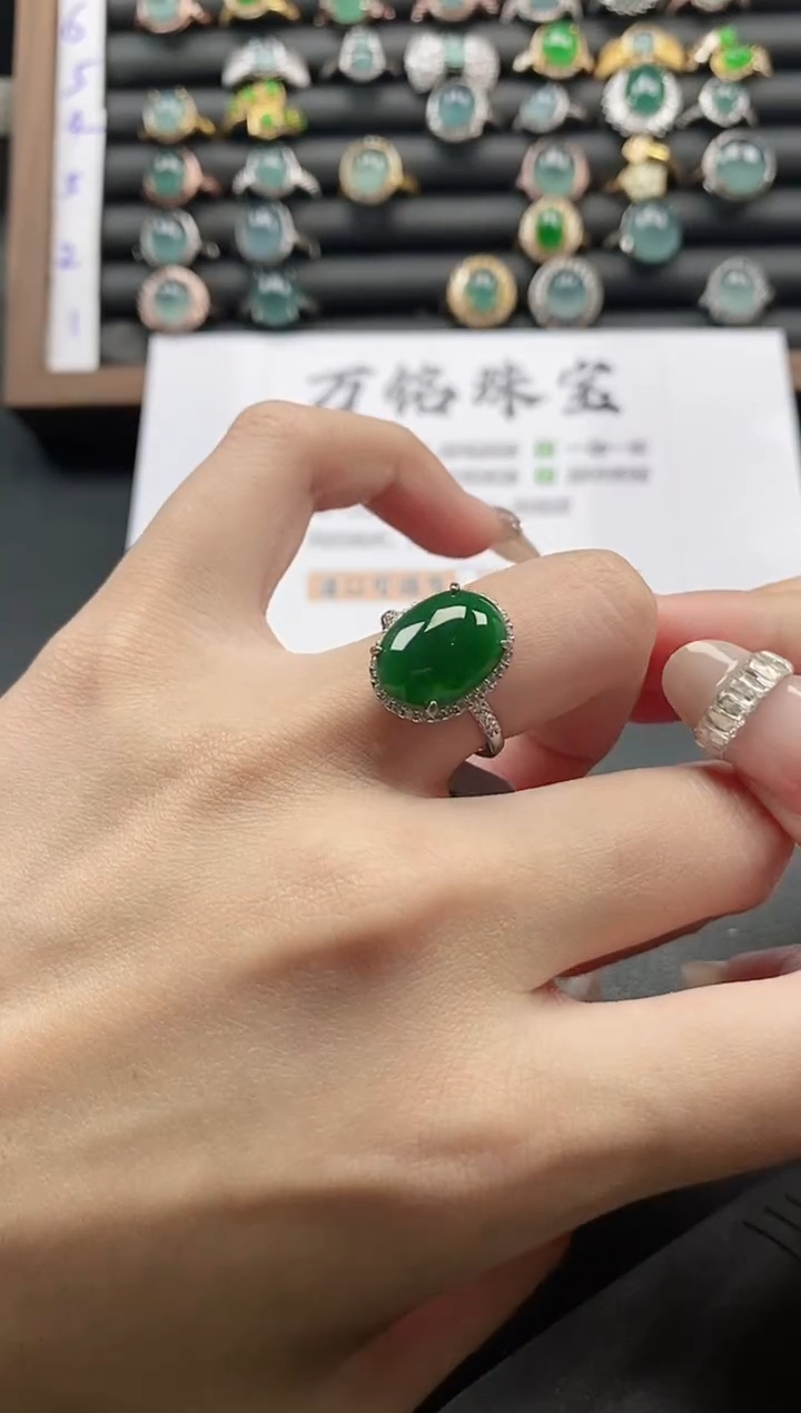 银S925镶嵌戒指翡翠51511