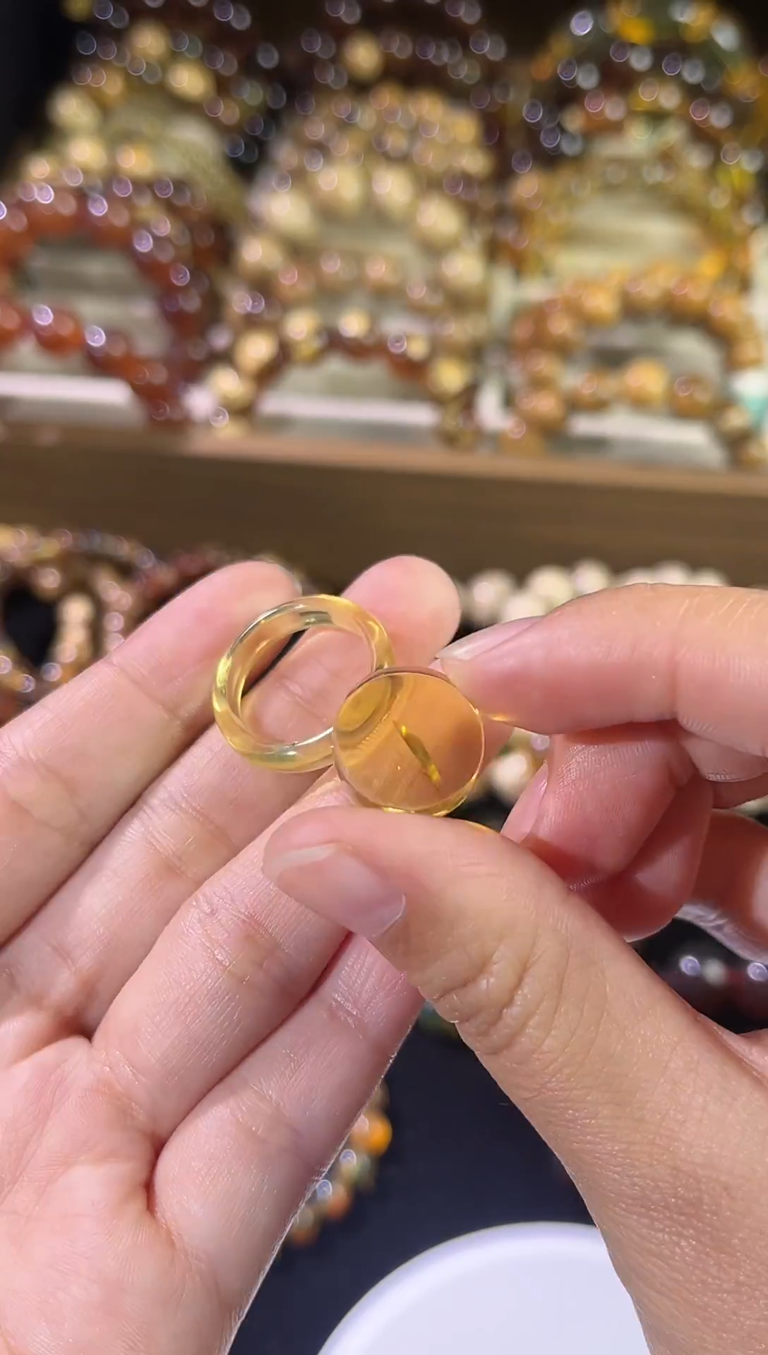 琥珀颈饰未镶嵌净水金兰指环16.3Mm