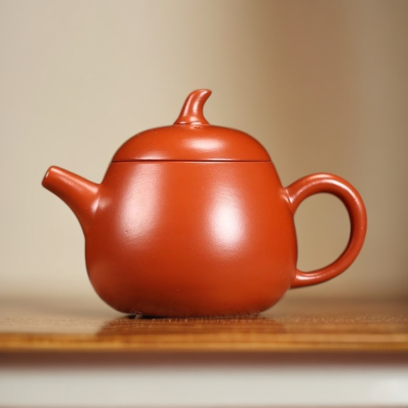 潮州半手工水平朱泥茶壶泡茶茶具小容量110毫升冬瓜茄子冲紫砂壶