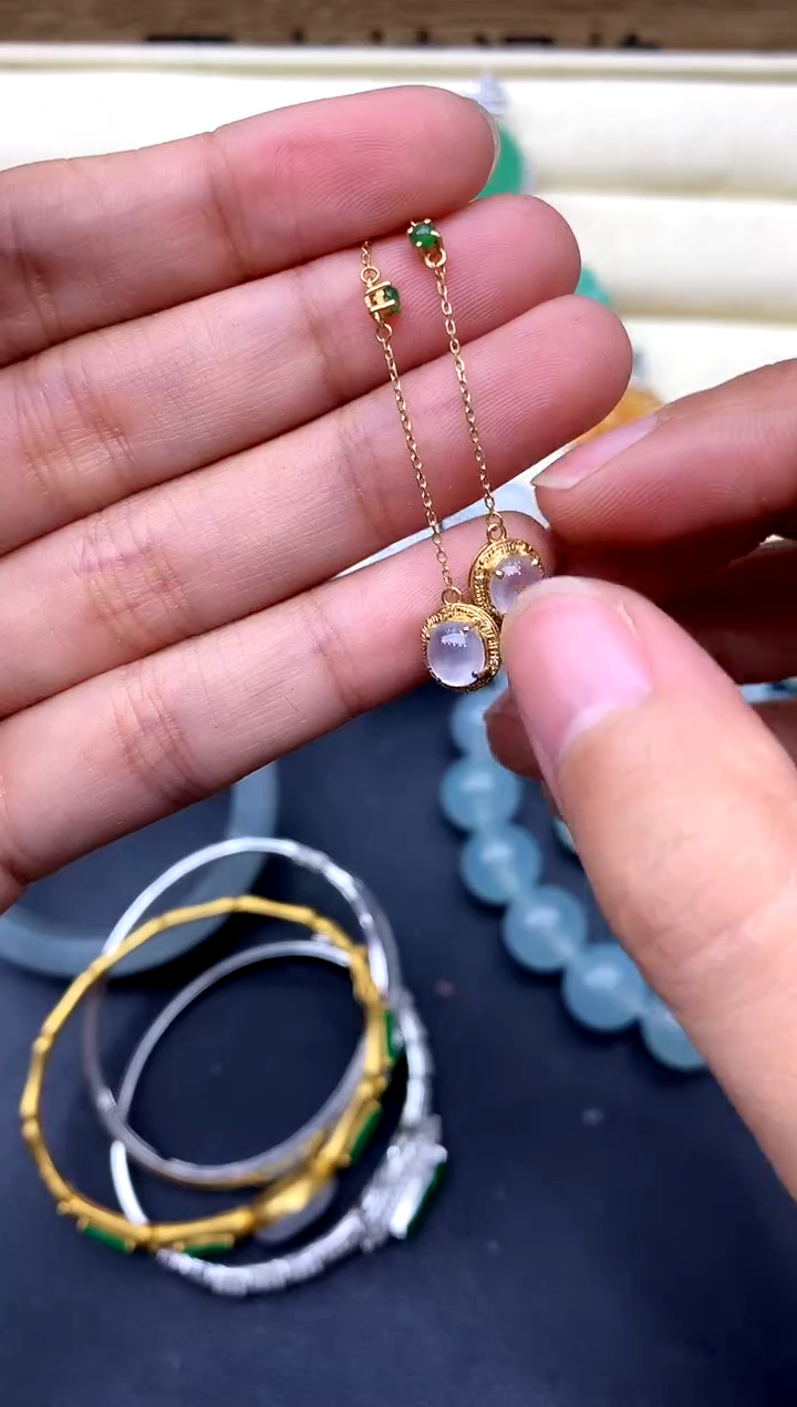 【闪购商品】翡翠耳饰18K金镶嵌171-中国好珍宝