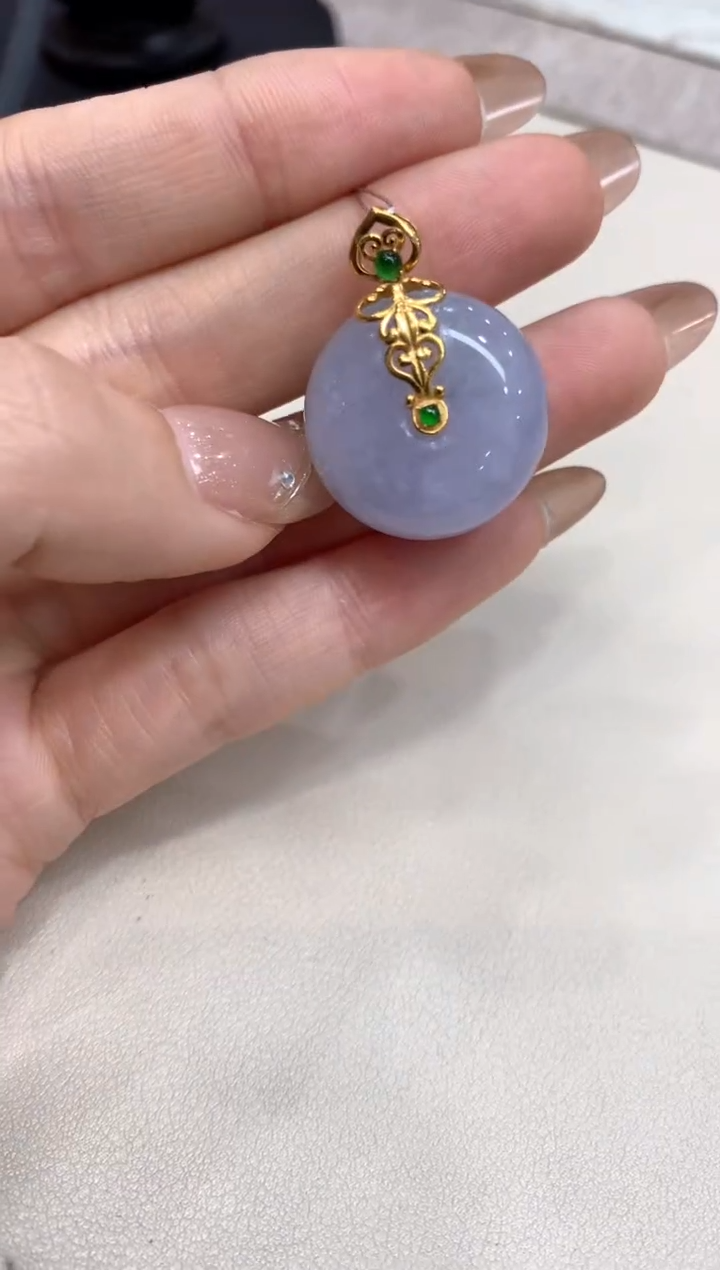 【闪购商品】翡翠吊坠(不含链)18K金镶嵌平安扣