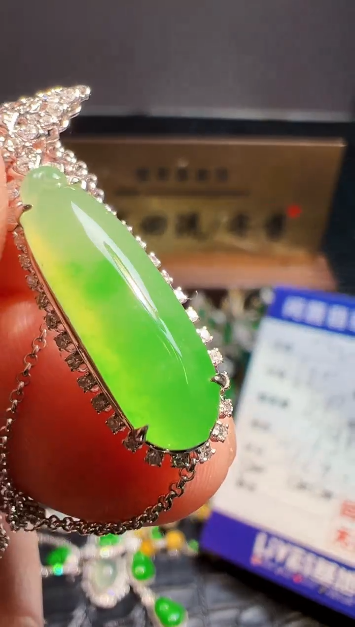 【闪购商品】翡翠颈饰18K金镶嵌翡翠回流
