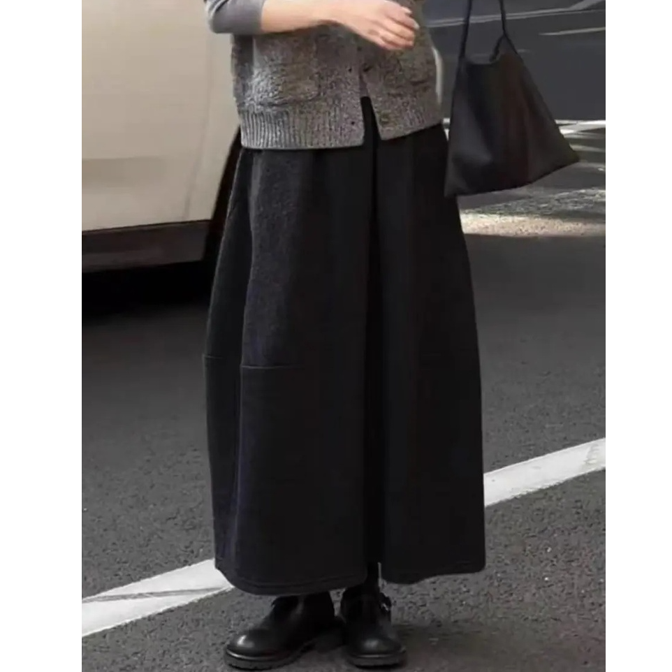 【毛呢花苞裙】2025秋冬显瘦高腰宽松常规中长款ins韩版花苞裙