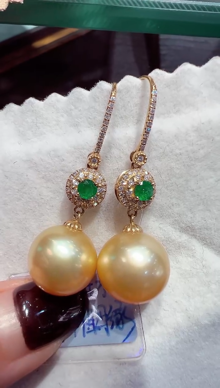 【闪购商品】海水珍珠耳环18K金镶嵌金珍珠耳坠
