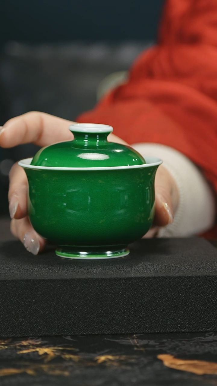 【闪购商品】瓷唐里郎窑绿布袋盖碗