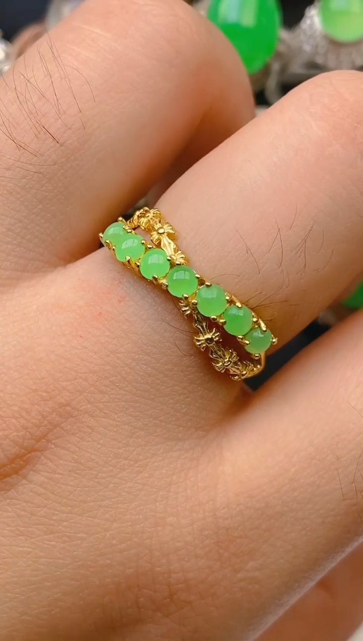 翡翠戒指银S925镶嵌天然