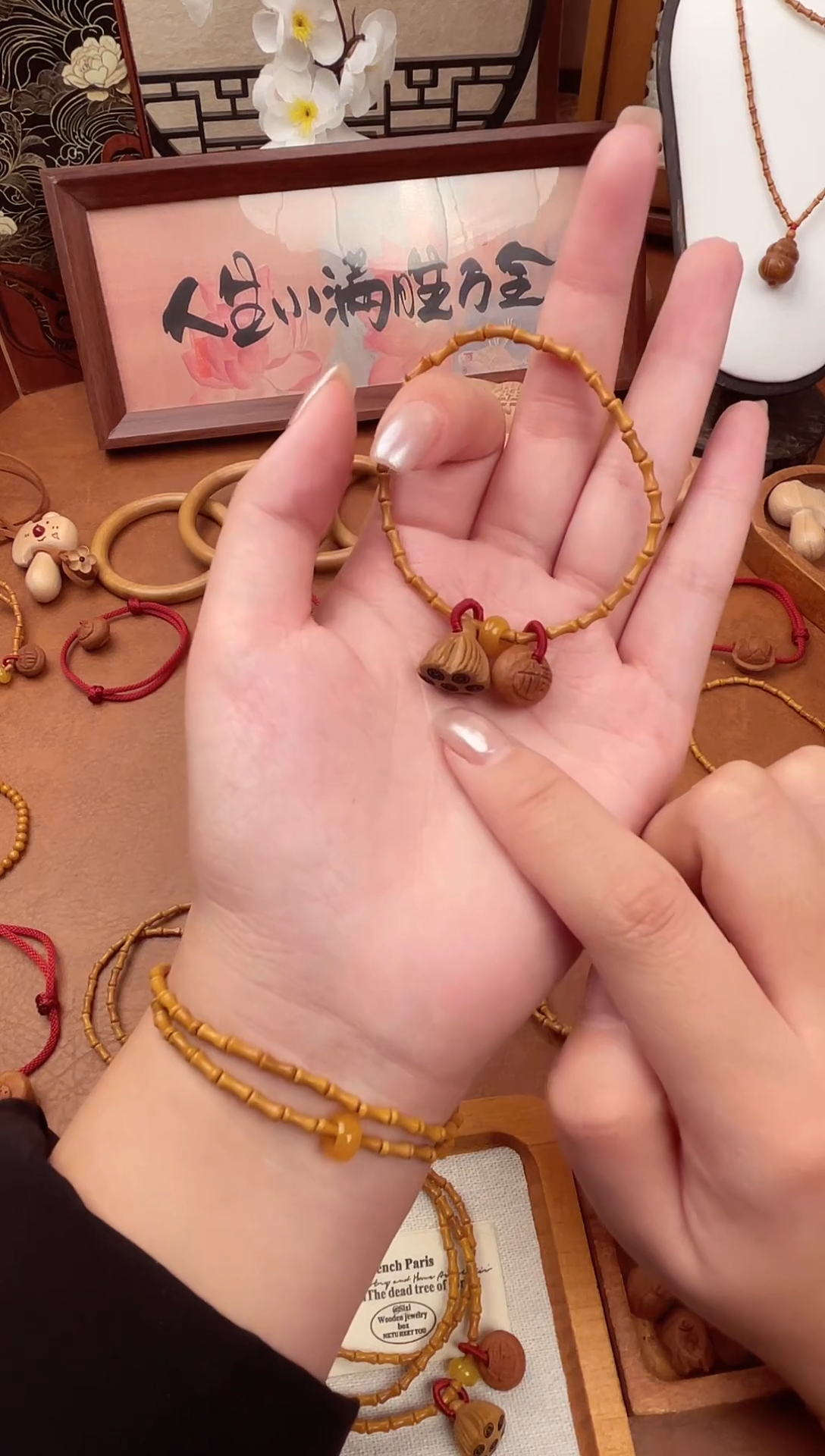 手串桃核竹节手串一物一拍好运连连款