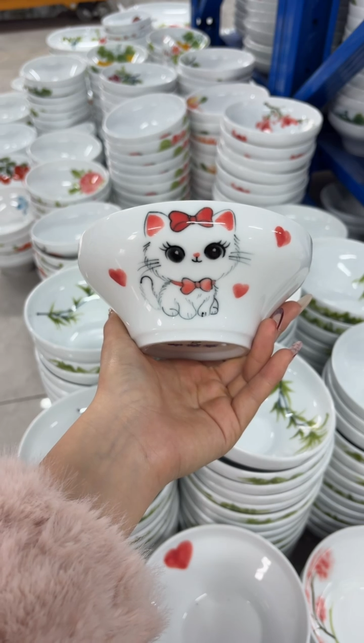 瓷片景德镇高温陶瓷食品级手绘釉中彩-葫芦碗