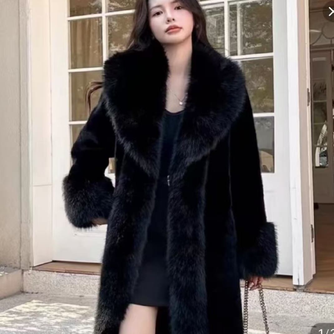女士大门襟毛外套  