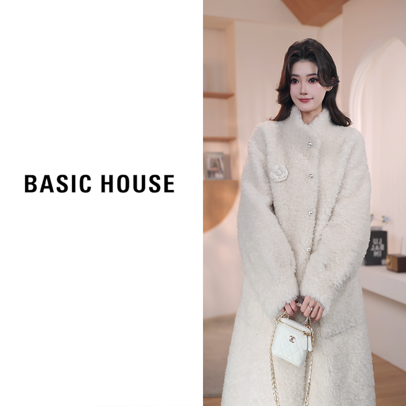 Basic House/百家好2025新款羊羔毛长款女B1294B5B972（衣长104）