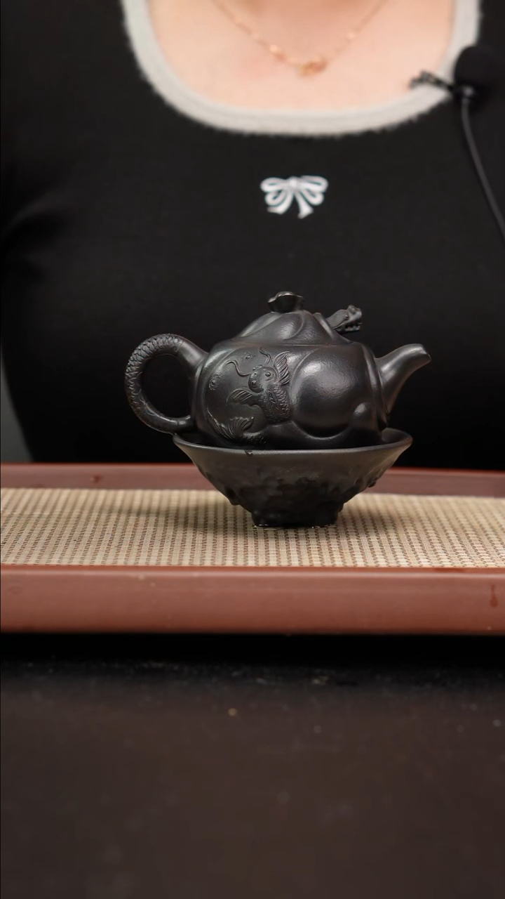 【闪购商品】紫砂茶壶捂灰黄龙山朱泥鱼化龙